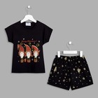 Пижама для девочки MINAKU (футболка, шорты) "Ёлочки", рост 134-140 см, цвет чёрный - Фото 5