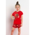 Пижама для девочки MINAKU (футболка, шорты) "Ёлочки", рост 116-122 см, цвет красный - Фото 1