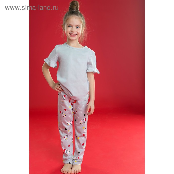 Пижама для девочки MINAKU (футболка, брюки) "Новый год", рост 110-116 см, цвет серый - Фото 1
