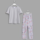 Пижама для девочки MINAKU (футболка, брюки) "Новый год", рост 140-146 см, цвет серый - Фото 4