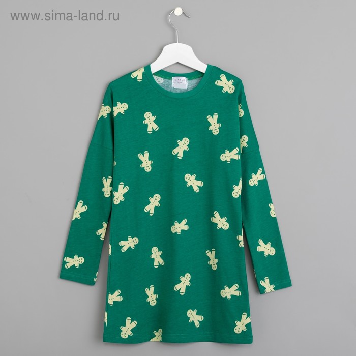 Сорочка ночная для девочки MINAKU "Печеньки", рост 116-122 см, цвет зелёный - Фото 1