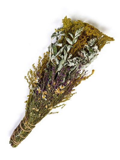 Веник для бани и сауны «Травяной коктейль», 45 (±5) см, донник, мята, шалфей, душица, полынь, пижма