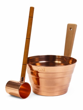 Набор для бани "Каменка" из двух предметов (ушат и черпак) медный, в коробке