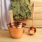 Набор для бани и сауны «Каменка», из двух предметов: ушат, 5 л, медь, деревянная ручка и черпак, 200 мл, медь, деревянная ручка - Фото 18