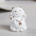 Сувенир керамика "Белый кот-толстячок" стразы МИКС 6,5х4х4 см - Фото 1