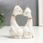 Сувенир керамика "Белые кот и кошка в цветок, ошейник из страз" 12х9х4,5 см - фото 3126048