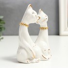 Фигурка керамика «Белые кот и кошка в цветок, ошейник из страз», 12×9×4.5 см - Фото 2