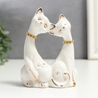 Фигурка керамика «Белые кот и кошка в цветок, ошейник из страз», 12×9×4.5 см - Фото 2