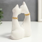 Сувенир керамика "Белые кот и кошка в цветок, ошейник из страз" 12х9х4,5 см 3743028 - фото 13234060