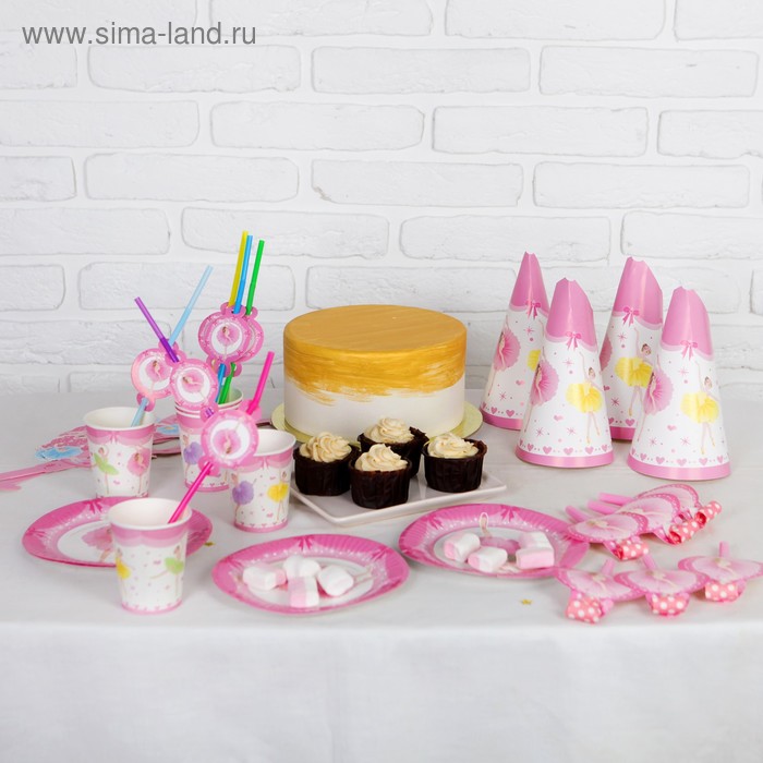 Набор для праздника «Балерина», на 6 персон, цвет розовый - Фото 1