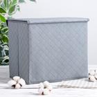 Короб стеллажный для хранения с крышкой «Ромбы», 27×20×25 см, цвет серый - Фото 2