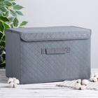 Короб стеллажный для хранения с крышкой «Ромбы», 39×27×25,5 см, цвет серый - Фото 1