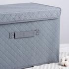 Короб стеллажный для хранения с крышкой «Ромбы», 39×27×25,5 см, цвет серый - Фото 4