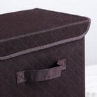 Короб стеллажный для хранения с крышкой «Ромбы», 30×27×20 см, цвет коричневый - Фото 4
