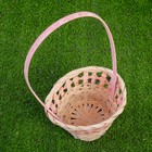 Корзина плетеная, бамбук, 14х14х11/30 см, розовая - Фото 2