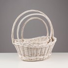 Корзина плетёная для хранения «Лодочка», ива, овальная, белая, набор 3 шт. - Фото 3