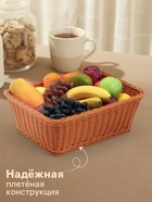 Корзина для продуктов Доляна, 40×30×15 см, пластик, плетёная, коричневая - Фото 2