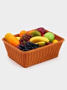 Корзина для продуктов Доляна, 40×30×15 см, пластик, плетёная, коричневая - Фото 4