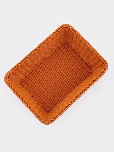 Корзина для продуктов Доляна, 40×30×15 см, пластик, плетёная, коричневая