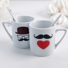 Набор кружек с ложками "Усы" 2 кружки 120 мл, 2 ложки, рисунок МИКС - Фото 1