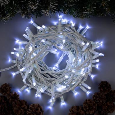 Гирлянда «Нить» 10 м, IP65, УМС, белая нить, 100 LED, свечение белое, 220 В