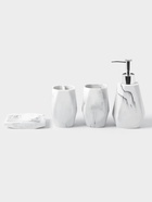 Аксессуары для ванной «Мрамор», 4 предмета, дозатор 190 мл, мыльница, 2 стакана 290 мл, белые - Фото 3