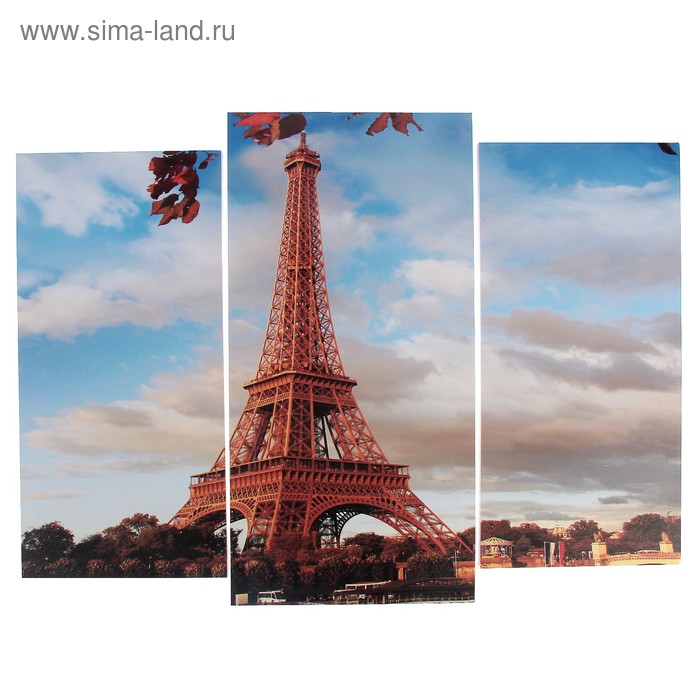 Модульная картина "Эйфелева башня осенью"  (2-25х52; 1-30х60) 60х80 см - Фото 1