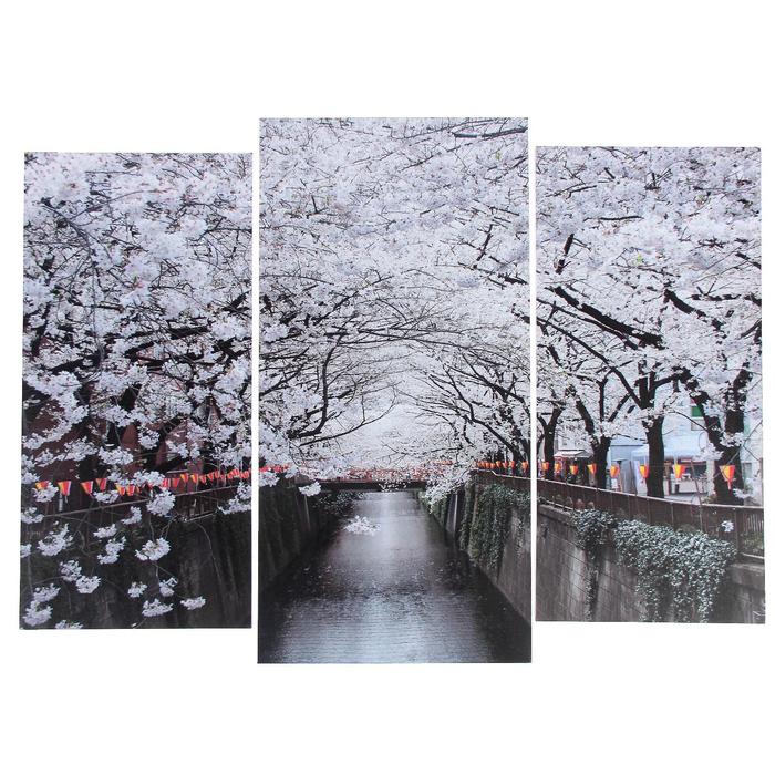 Модульная картина "Цветущие деревья"  (2-25х52; 1-30х60) 60х80 см - Фото 1