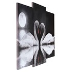 Модульная картина "Лебеди под луной"  (2-25х52; 1-30х60) 60х80 см - фото 9255262