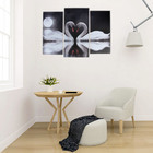 Модульная картина "Лебеди под луной"  (2-25х52; 1-30х60) 60х80 см - фото 9255264