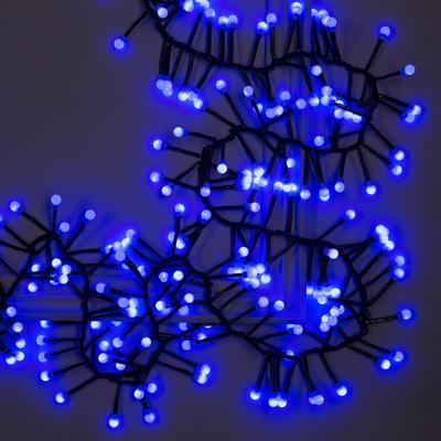 Гирлянда "Нить" уличная, УМС, мишура шарики 3 м, LED-288-220V фиксинг, нить тёмная, свечение синее