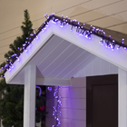 Гирлянда "Нить" уличная, УМС, мишура шарики 3 м, LED-288-220V фиксинг, нить тёмная, свечение фиолетовое - Фото 4