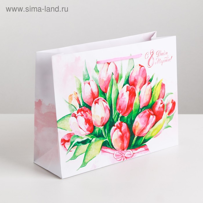 Пакет подарочный ламинированный горизонтальный, упаковка, «Цветочная нежность», MS 18 х 23 х 8 см