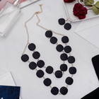 Набор 2 предмета: серьги, бусы "Нежность форм", 2 яруса, цвет чёрный, 50 см - фото 765610
