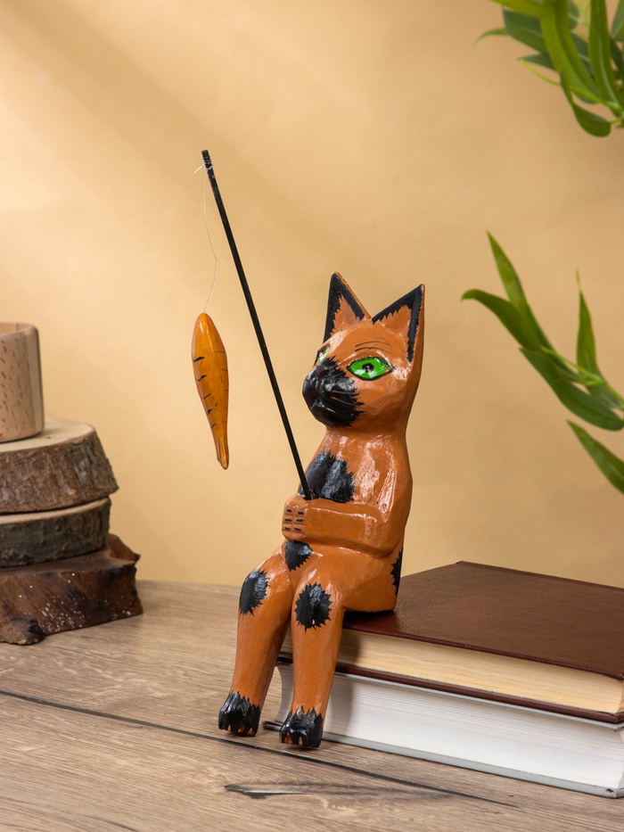 Интерьерный сувенир «Кот рыбак», 20 см, рыжий