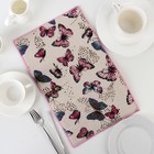 Коврик для сушки посуды Доляна «Сумеречные бабочки», 25×40 см, лён - Фото 1