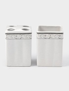 Набор аксессуаров для ванной комнаты «Завитки», 4 предмета, мыльница, дозатор для мыла, 2 стакана, белый - Фото 2