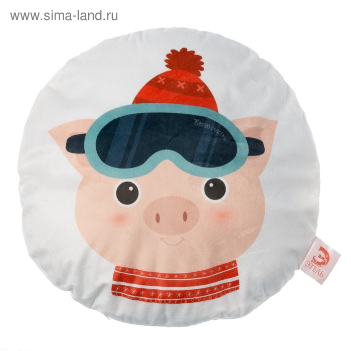 Подушка "Этель" Лыжник 43х42 см, велюр, 100% п/э - Фото 1