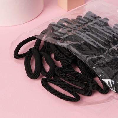 Резинки для волос Выбражулька «Махрушка», набор 48 шт., 6 см, чёрные