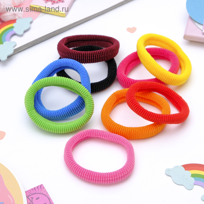 Резинка для волос "Махрушка" (набор 48 шт) 6 см, разноцвет - Фото 1