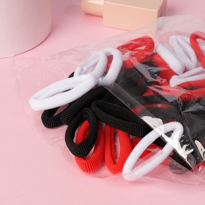 Резинки для волос «Махрушка», набор 48 шт., 6 см, красные, чёрные, белые