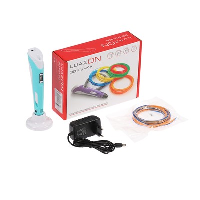 3D ручка LuazON, ABS и PLA, с дисплеем, голубая (+ пластик, 3 цвета)