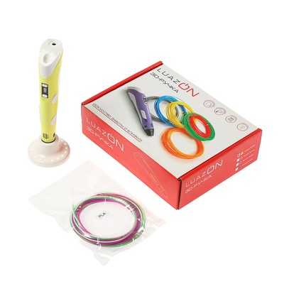 3D ручка LuazON, ABS и PLA, с дисплеем, желтая (+ пластик, 3 цвета)