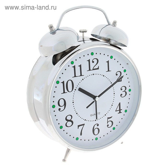 УЦЕНКА Будильник большой «Классика», d=20 см, с подсветкой, хромированные - Фото 1