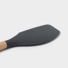 Лопатка кухонная Доляна «Брауни», 32×6 см, силикон, бук, чёрная - Фото 3