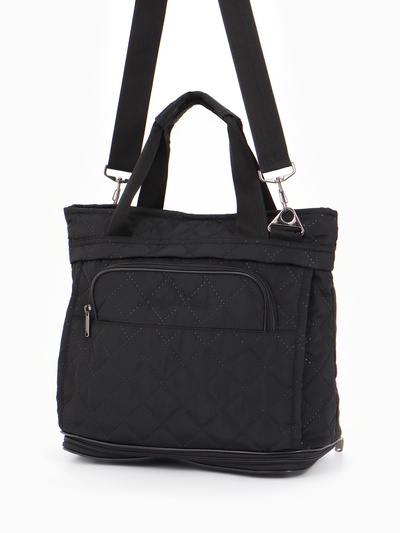 Сумка дорожная на молнии, наружный карман, длинный ремень, чёрная