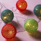 УЦЕНКА Гирлянда «Нить» 5 м с насадками «Клубки летние», IP20, прозрачная нить, 20 LED, свечение тёплое белое, 220 В - Фото 5