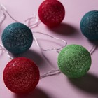 УЦЕНКА Гирлянда «Нить» 5 м с насадками «Клубки летние», IP20, прозрачная нить, 20 LED, свечение тёплое белое, 220 В - Фото 6