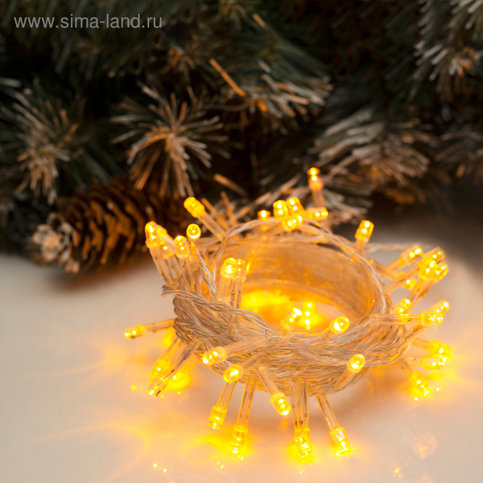 Гирлянда «Нить» 5 м, нить силиконовая. 50 LED, 220 В, 8 режимов, свечение желтое УЦЕНКА - Фото 1