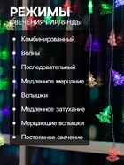 УЦЕНКА Гирлянда «Бахрома», 1.8×0.5 м, с насадками «Ёлки», IP20, 48 LED, 220 В, мигание, прозрачная нить, свечение мульти - Фото 3